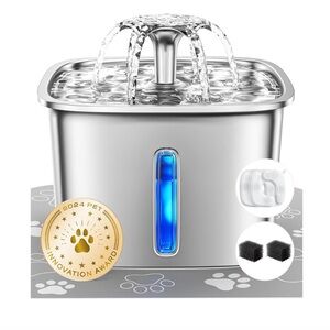 Veken Innovation Award Winner Stainless Steel Cat Water Fountain, 95oz/2.8L Auto